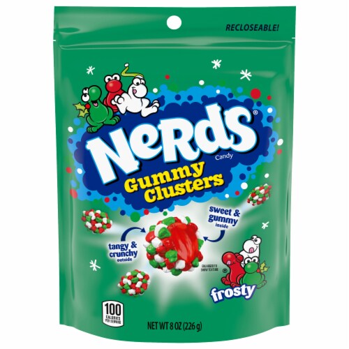 Nerds® Holiday Frosty Gummy Clusters Candy Bag Perspective: front