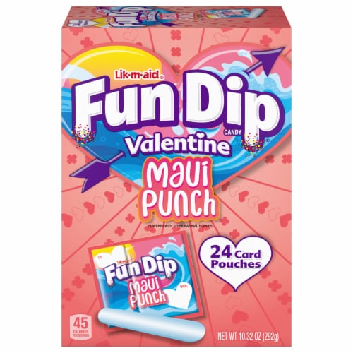 Fun Dip® Valentine's Maui Punch Candy Pouches in Box Perspective: front