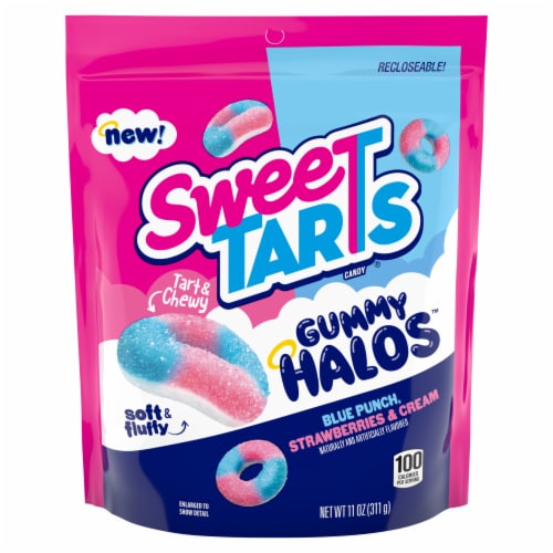 Sweetarts Gummy Halos Stand Up Bag Perspective: front