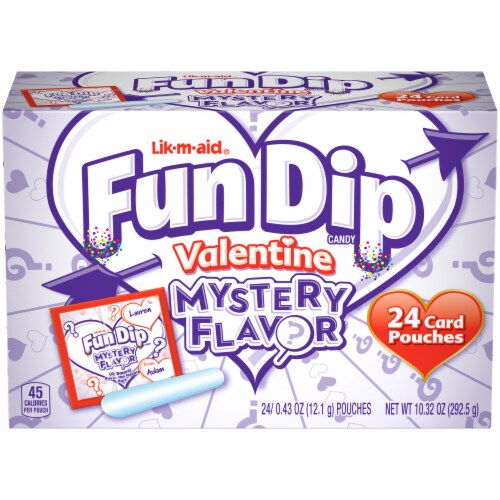 Fun Dip Lik-M-Aid Mystery Flavor Valentine Candy & Card Pouches 24 Count Perspective: front