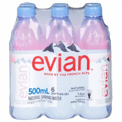 Evian® Natural Spring Bottled Water Perspective: front