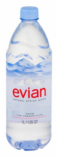 Evian® Natural Spring Bottled Water Perspective: front
