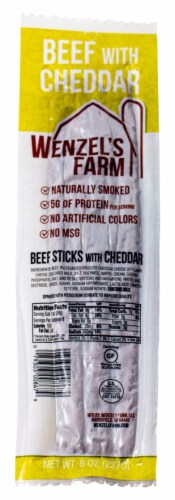 Wenzel's Farm Naturally Smoked Beef with Cheddar Sticks Perspective: front