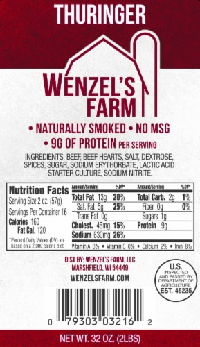 Wenzel's Farm Naturally Smoked Sausage Perspective: front