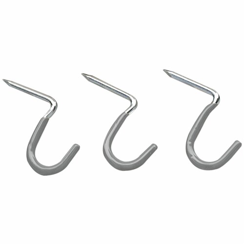 Crawford 2.66 in. L Vinyl Coated Gray Steel Medium Duty Storage Hook 20 lb. capacity 3 pk Count of 1 King Soopers