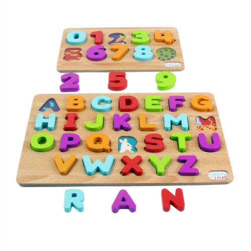 Buffalo Games Chuckle & Roar ABCs & 123s Wooden Puzzles Perspective: front