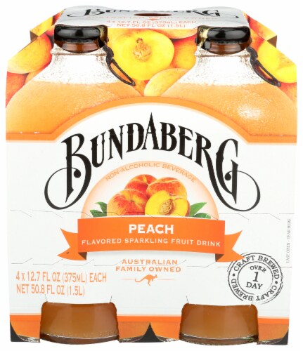 Bundaberg Peach Sparkling Fruit Drink Perspective: front