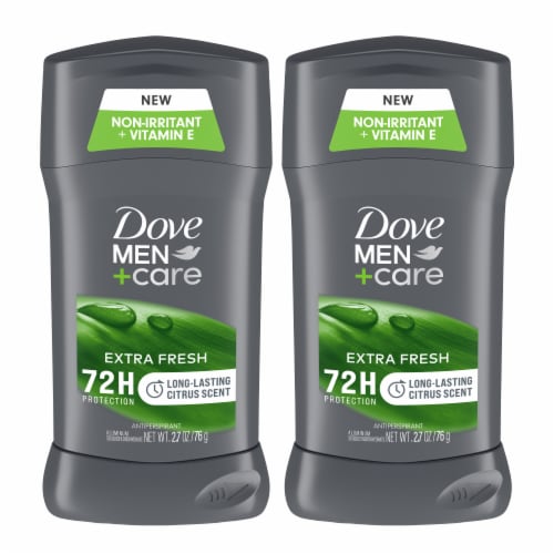 Dove Men+Care Men's Antiperspirant Deodorant Stick Extra Fresh Twin Pack Perspective: front
