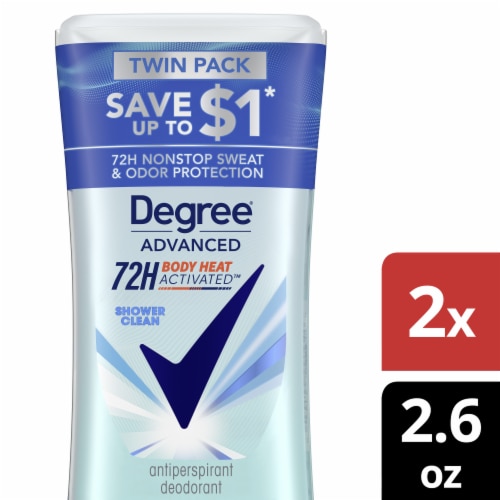 Degree Advanced Women's Antiperspirant Deodorant Stick Shower Clean Twin Pack Perspective: front