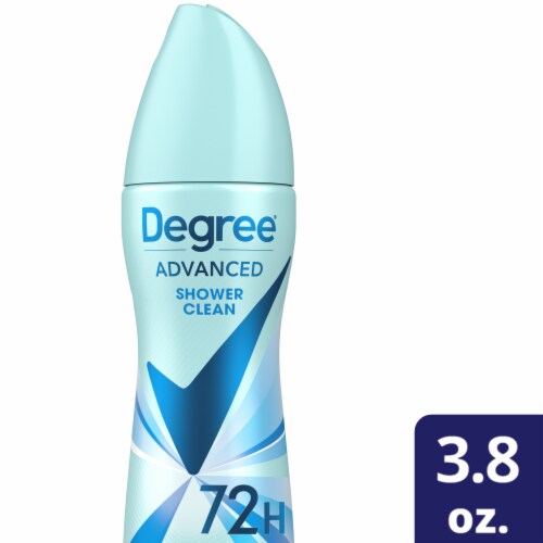 Degree Advanced Antiperspirant Deodorant Dry Spray Shower Clean Perspective: front