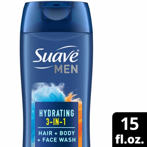 Suave Men Hair Face and Body Wash 3 in 1 Mens Body Wash Perspective: front