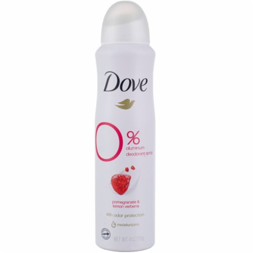 Dove 0% Aluminum Deodorant Spray Pomegranate & Lemon Verbena Aluminum Free 4 Oz Perspective: front