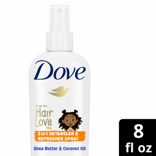 Dove Kids Care 2 in 1 Detangler Spray for Coils, Curls and Waves, Coconut Oil and Shea Butter Perspective: front