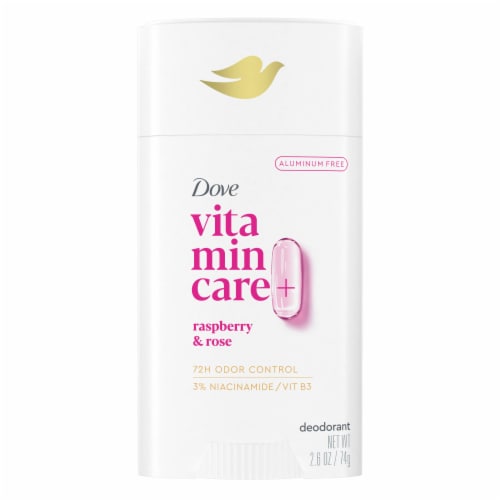Dove VitaminCare+ Aluminum Free Deodorant Stick Raspberry & Rose Breathable Deodorant for Women Perspective: front