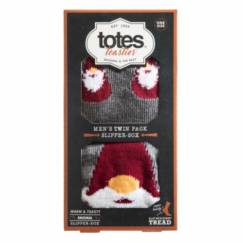 Totes Toasties Men's Original Slipper-Sox Twin Pack - Santa Perspective: front