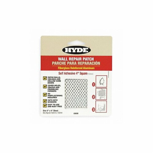 Hyde 09903 Wall Patch,4 x 4 In,Aluminum/Fiberglass