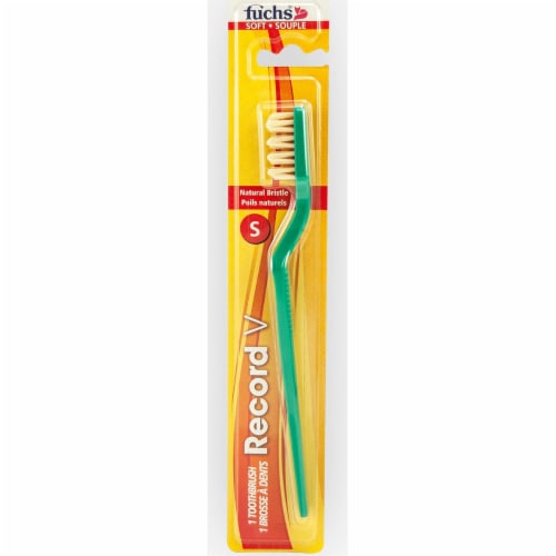 Fuchs Record V Adult Soft Natural Bristle Toothbrush Perspective: front