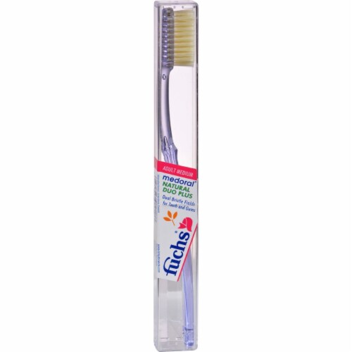 Fuchs Adult Medium Medoral Natural Duo Plus Toothbrush Perspective: front