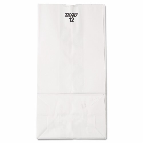 General #12 Paper Grocery Bag 40lb White Standard 7 1/16 x 4 1/2 x 13 3/4 500 bags GW12500 Perspective: front