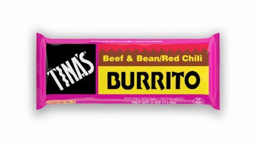 Tina's Beef & Bean with Red Chili Burrito Perspective: front