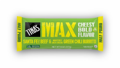 Tina's MAX Santa Fe Style Beef & Monterey Jack Cheese Green Chili Burrito Perspective: front