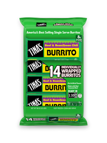 Tina's Beef & Bean Green Chili Burritos Perspective: front