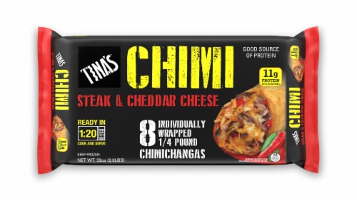 Tina's CHIMI Steak & Cheddar Cheese Chimichangas 8 Count Perspective: front