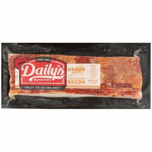 Daily's Hardwood Smoked Honey Cured Thick Sliced Bacon Perspective: front