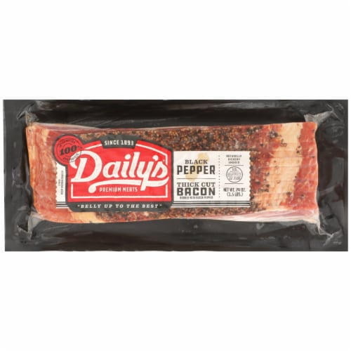 Daily's Hardwood Smoked Peppered Thick Sliced Bacon Perspective: front