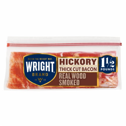 Wright Brand Hickory Real Wood Smoked Thick Cut Bacon Stack Pack Perspective: front