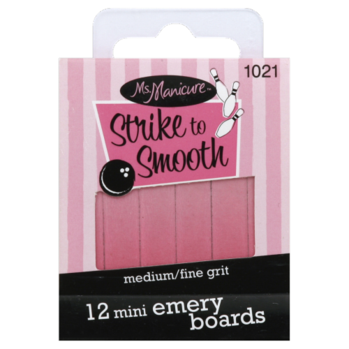 Ms. Manicure Strike to Smooth Medium / Fine Grit 12 Mini Emery Boards 1021 Perspective: front