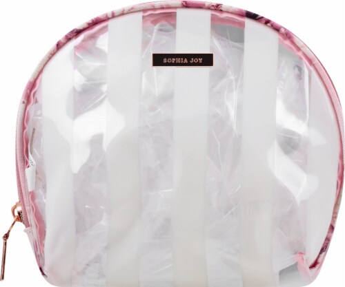 Sophia Joy Round Top Cosmetics Organizer - Clear/Pink Perspective: front