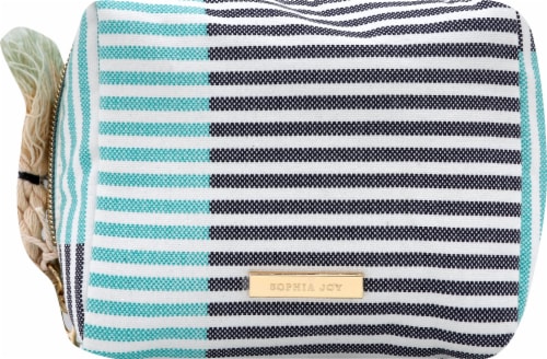 Sophia Joy Two Tone Stripe Organizer Makeup Bag Perspective: front