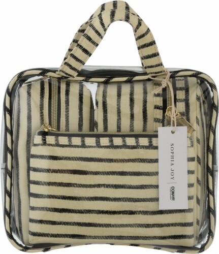 Sophia Joy Striped Makeup Tote Bag Perspective: front