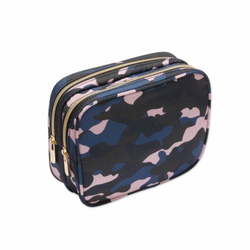 Scunci Camo Cosmetic Bag - Blue Perspective: front