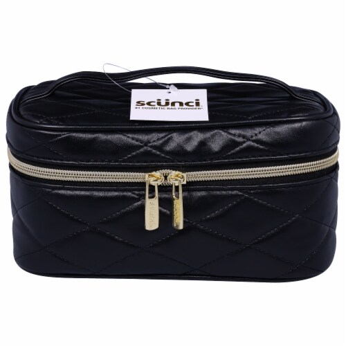 Scunci® Quilted Cosmetic Bag - Black Perspective: front
