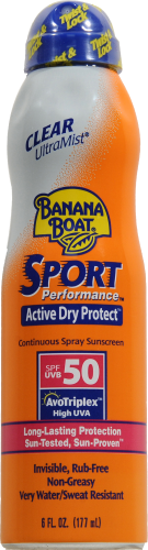 Banana Boat Sport Active Dry Protect Continuous Spray Sunscreen SPF 50 Perspective: front