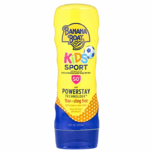 Banana Boat Kids Sport Sunscreen Lotion SPF 50 Tear-Free Sting-Free Pediatrician Tested Perspective: front