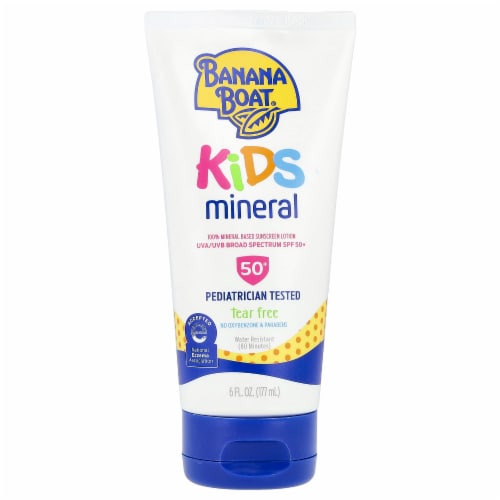 Banana Boat Kids 100% Mineral SPF 50+ Sunscreen Lotion Perspective: front