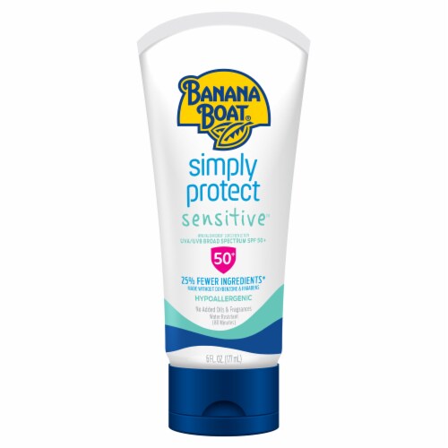 Banana Boat Simply Protect Sensitive Sunscreen Lotion SPF 50+ Perspective: front