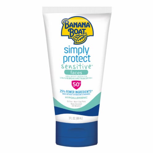 Banana Boat Simply Protect Sensitive Faces Sunscreen Lotion SPF 50+ Perspective: front