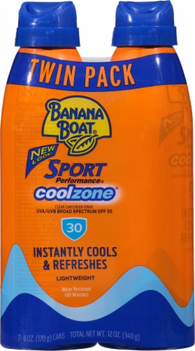 Banana Boat Sport Performance Cool Zone Clear Sunscreen Spray SPF 30 Perspective: front