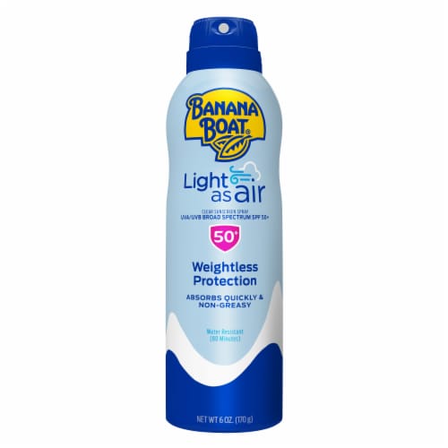 Banana Boat® Light as Air Sunscreen Spray SPF 50+ Absorbs Quickly + Non-Greasy Broad Spectrum Perspective: front