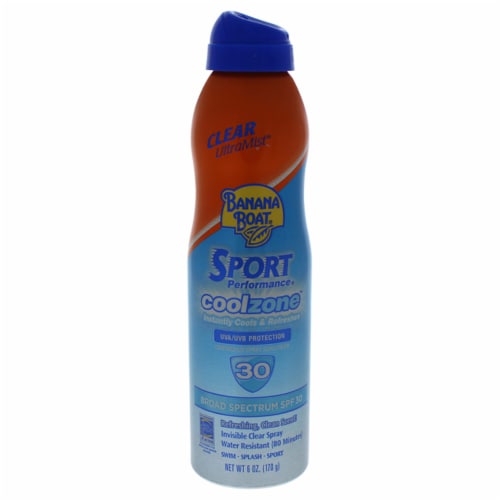 Banana Boat Sport Cool Zone Clear SPF 30 Sunscreen Spray Perspective: front