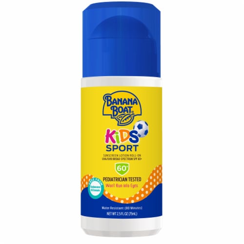 Banana Boat Kids Sport Sunscreen Roll-On Lotion SPF 60+ Pediatrician Tested Broad Spectrum Perspective: front