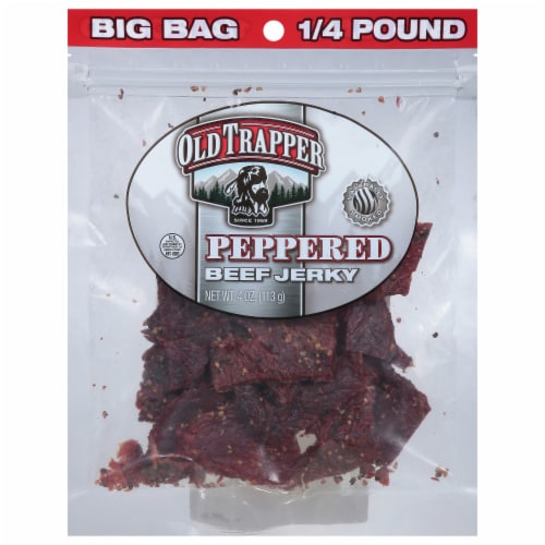 Old Trapper Peppered Beef Jerky Perspective: front