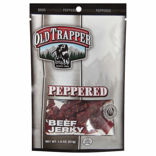 Old Trapper Natural Style Peppered Beef Jerky Perspective: front