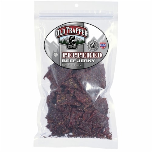 Old Trapper - 10oz. Peppered Beef Jerky traditional style Perspective: front