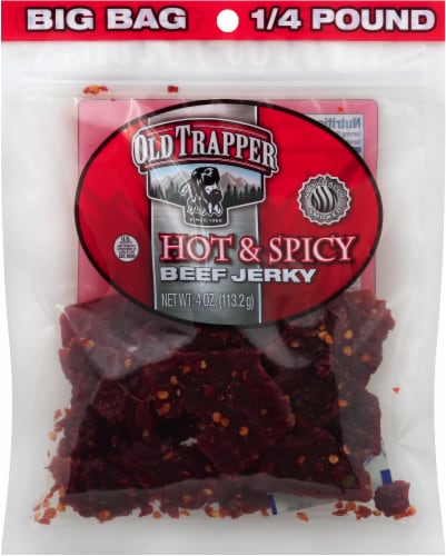 Old Trapper Hot & Spicy Beef Jerky Perspective: front