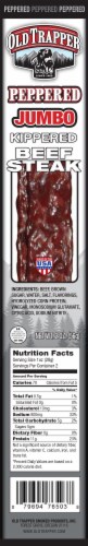 Old Trapper Peppered Jumbo Kippered Beef Steak Perspective: front